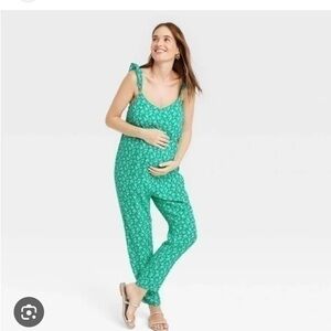 Target by Hatch Vibrant Green Patterned Jumpsuit xs